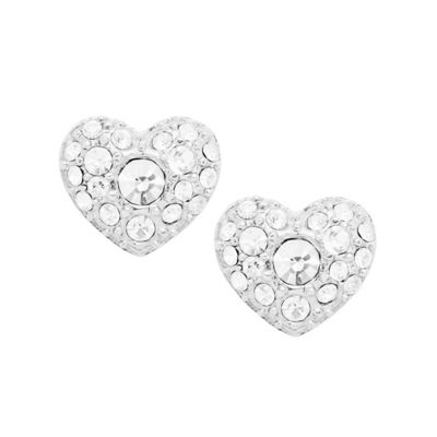 Fossil silver-tone heart studs